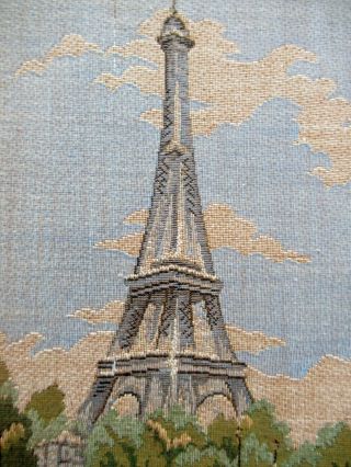 VTG 1950 ' s FRENCH TAPESTRY PARIS CITY SEINE VIEW 13.  5 