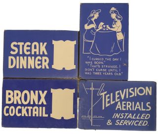 4 Vintage 1940s Diner Restaurant Cards Signs Television Advertising
