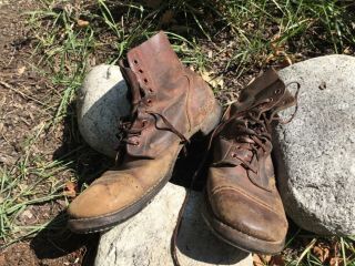 Early Ww2 Wwii U.  S.  Army Field Shoes Low Quarter Boots Russet Not Roughout G.  I.