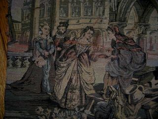 Vtg Small French Or Italian Tapestry Figures Shopping At Open Market