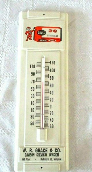 Vintage Davco Fertilizer Metal Thermometer - Sign - Old Stock - 14 " - Baltimore.  Md