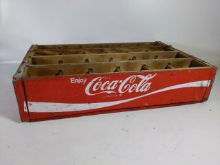 Vintage Coca - Cola Wooden Crate Carrier Box Case Wood Coke Case Red 24 Bottle Pop