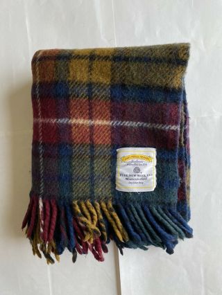 Vintage James Pringle Weavers Tartan Plaid Wool Rug 48 " X 44 "