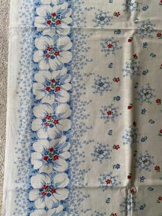 Whole Vintage Feedsack.  Blue And Red Floral Border Print. 3