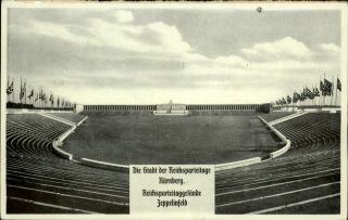 Nurnberg Germany Nazi Rally Stadium Zeppelin Field Wwii Vintage Postcard