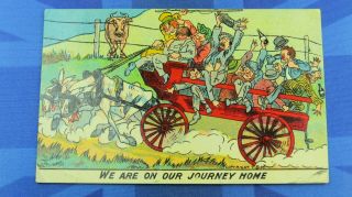 Vintage Comic Postcard 1905 Concertina Performer Horse & Cart Drinking Drunk