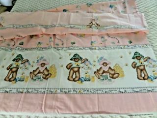 1997 Daisy Kingdom Pink Bears And Bees Border Fabric 2 Pc 44 " L & 74 " L