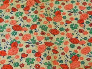 Vintage Cotton Print FEEDSACK Quilt FABRIC Red Pink Floral Carnations 34 