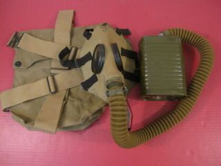 Early Wwii Us Army Chemical Corps M1 Gas Mask & Carry Bag - Dated 1939 - Xlnt