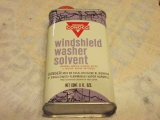 Vintage Empty 8 Ounce Conoco Windshield Washer Solvent Tin