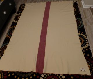 Vintage United States Army 100 Wool One Stripe Medical Hospital Bed Blanket Usa