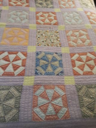 Hand Pieced And Quilted 60x78 Depression Era Quilt