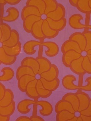 Vintage Mod Pink Orange Flower Power Permanent Press Full Flat Sheet Hippie