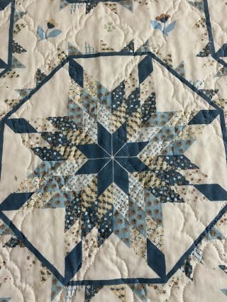 Vintage Blazing Star Cheater Quilt 109 " X 85 Queen Or King 349