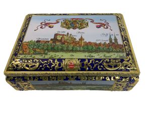 Vintage Large Tin Box E Otto Schmidt German Lebkuchen Nurnberger Collectible Box