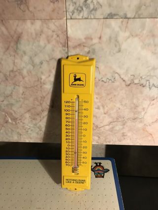 Vintage John Deere 13” Tin Advertising Thermometer - J - 17