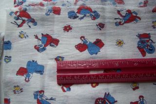 Vtg 40 ' s to 50 ' s Novelty Cotton Feedsack Fabric Lady at Work 2