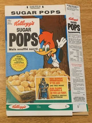 1970 ' s Kellogg ' s Sugar Pops w/ Woody Woodpecker Cereal Box. 3