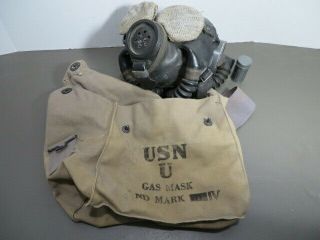 Ww2 Us Navy Mark 4 Gas Mask W/ Bag With Anti Fog Paste