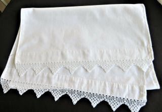 Vintage Dresser Scarf Crocheted Edge Table Runner Linens Gifts For Her Bridal