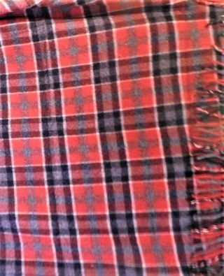 Vtg 100 Wool Fringe Blanket Plaid 62 X 53