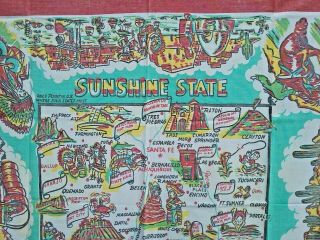 Vintage Tablecloth State Map Of Mexico Souvenir 1940s