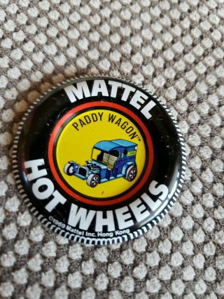 Vintage Mattel Hot Wheels Redline Paddy Wagon Tin Pin Button Metal Badge 1969 Hk