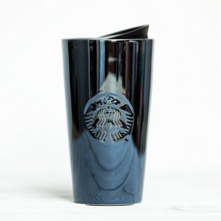 Starbucks - Limited Edition Black Chrome Ceramic - Travel Mug With Lid