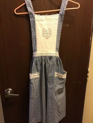 Vintage Hand Made Counted Cross Stitch Apron - Cobbler Or Pinafore Cottagecore