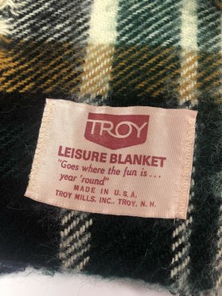 Troy Leisure Blanket USA Hunter Navy Gold Plaid Tartan 56x50 Wool? Flaws 2