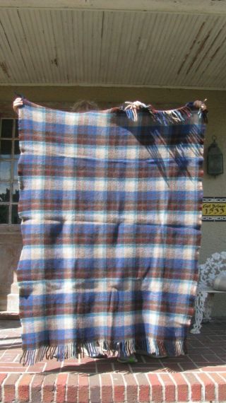 Vintage Pendleton 100 Wool Plaid Throw Blanket 2 48 " X 62 "