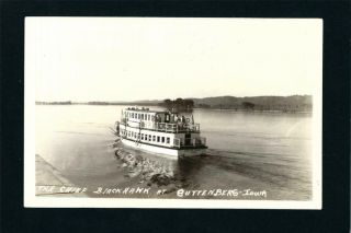 Guttenberg Iowa Ia 1925/30s Rppc Trip Boat Chief Blackhawk On Mississippi River