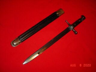 Wwii Italian Model 1891 Carcano Bayonet With The Leather Scabbard