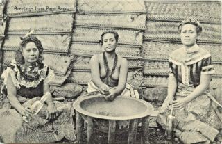 Greetings,  Three Samoan Women At Work,  One Topless,  Tutuila,  Pago Pago,  Samoa