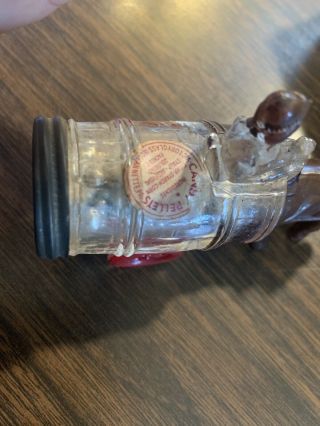 VICTORY GLASS CANDY CONTAINER.  Rare Mule Pulling Barrel 2