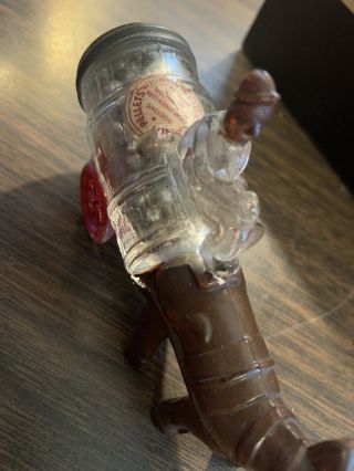 VICTORY GLASS CANDY CONTAINER.  Rare Mule Pulling Barrel 3