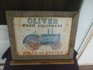 Vintage Oliver Farm Equipment Sales & Service Tractor Metal Sign
