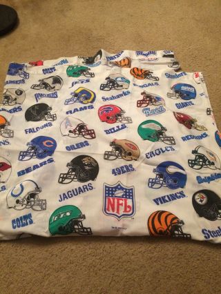 Vintage 1995 Nfl Helmet Twin Size Bed Sheets - Panthers,  Jaguars,  Oilers,  Fabric