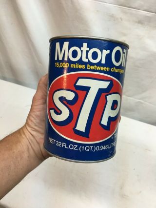 Near 1978 Vintage Stp 15,  000 Miles Motor Oil 1 Quart Oil Can Full