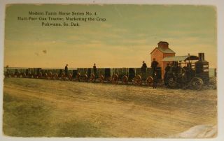 Hart - Parr Gas Tractor Steam Traction Engine Pulls 10 Wagons 1912 Pukwana,  Sd Ad
