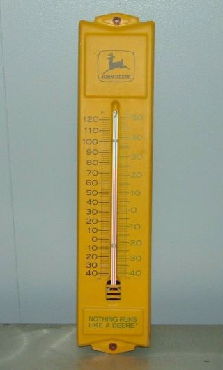 Vintage John Deere Metal Advertising Thermometer Sign