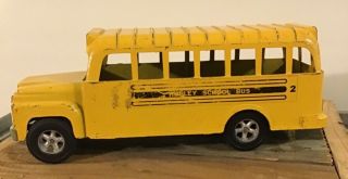 Vintage Hubley Die - Cast Yellow School Bus No.  2 Toy,  Made In Usa 9.  5” Long,  3” W