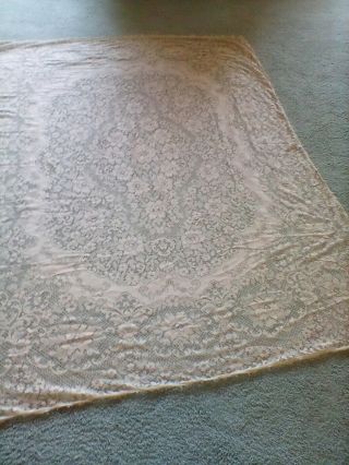 Lovely Vintage Ivory Lace Tablecloth.  Possibly Quaker Lace? 58 " X 76 "
