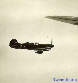 Org.  Photo: Aerial View Of Us P - 40 Fighter Planes Flying Escort Mission (2)