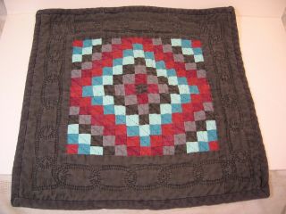 Vintage,  Hand Made,  Miniature Amish Style Quilt From Iowa.  Betty Buckwalter