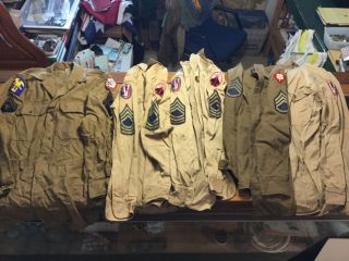 5 Ww 2 Uniform Shirts Stitched Patches 95th Inf.  W.  Pacific Amphib Brg.