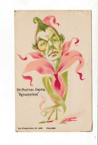 The Political Orchid " Resignation " Wrench Series Vintage Postcard Pu1904