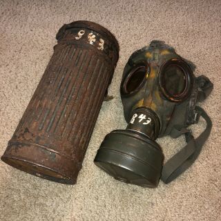 Ww2 German M38 Gas Mask & Canister Wwii Wehrmacht Army Field Gear