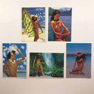 5ea Teva Sylvain Topless Girls Of The South Seas Postcards 70s & 80s Vg,
