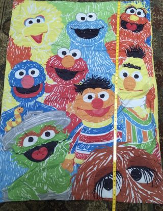 Sesame Street Quilted Reversable Blanket Ernie Bert Big Bird Oscar Crafts Fabric